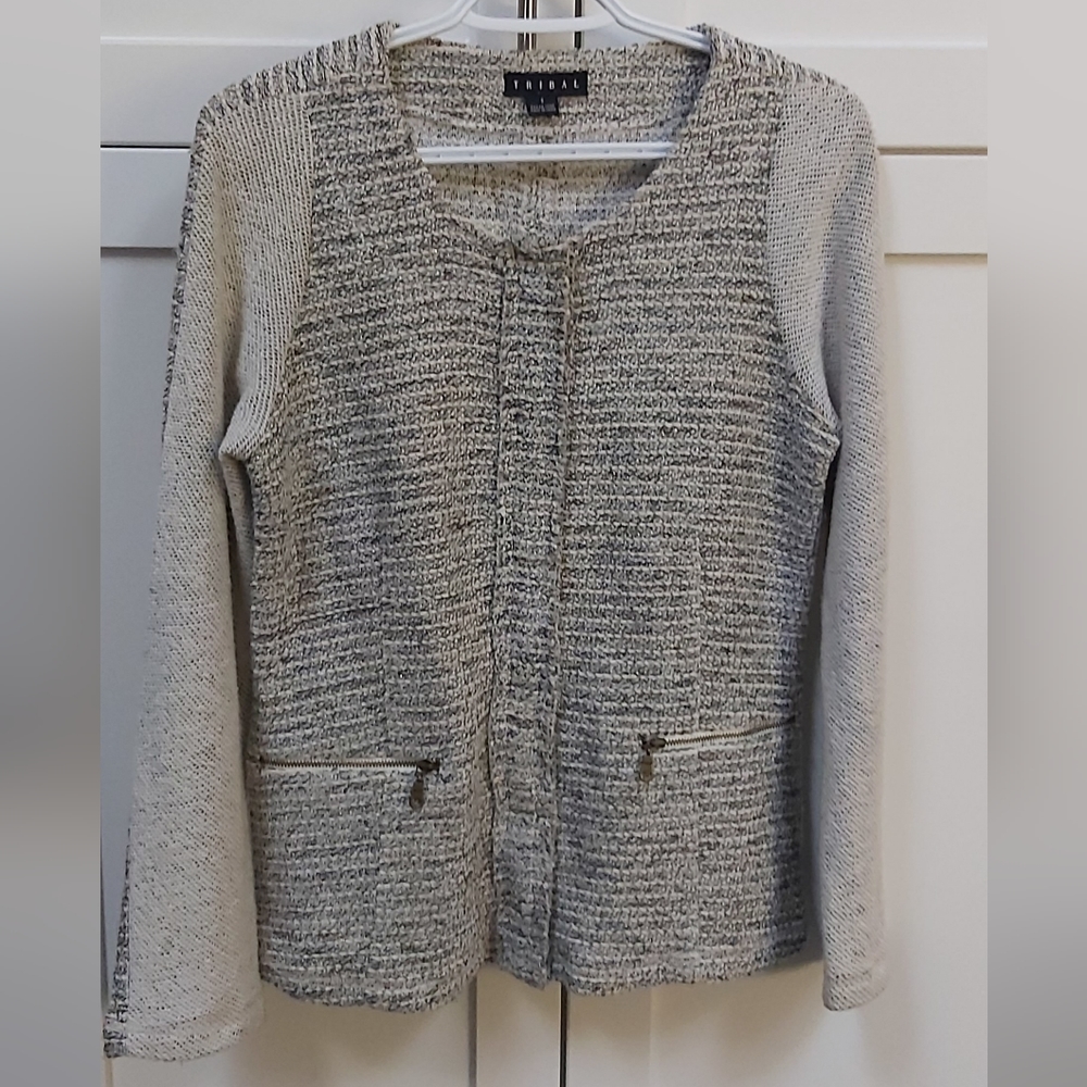 Tribal snap front knit jacket